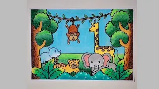 Tutorial Menggambar hewan di hutan