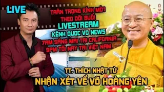 LIVE: TT. Thích Nhật Từ Chính Thức Lên Tiếng Để Trả Lời Câu Hỏi Của Khán Giả Về Ông Võ Hoàng Yên