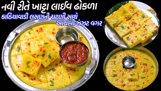આથાની ઝંઝટ વગર દાળચોખાના નવીરીતે ખાટ્ટા લાઈવ ઢોકળા | Khatta live Dhokla Kathiyawadi Garlic Chutney