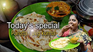 💥 Today's special Parotta & Veg kurma 🤤 | பரோட்டா செய்முறை | TS family #food #parotta #trending