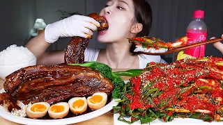 ASMR MUKBANG | 녹아버리는 통돼지고기조림 ★ 집 파김치! 레시피 & 먹방 WHOLE BRAISED PORK BELLY & SPICY GREEN ONION KIMCHI