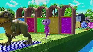 Long Slide Game With Cow Elephant Gorilla Hippopotamus Tiger 3d Animal Game Funny 3d Animals
