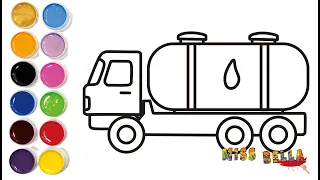 cara menggambar dan mewarnai mobil tangki untuk anak | how to draw and color a tank car for kids