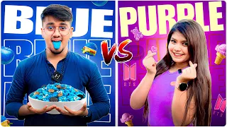 Purple💜vs💙Blue colour Food Challenge 😵‍💫 in 1 hour || Deep🆚Gungun