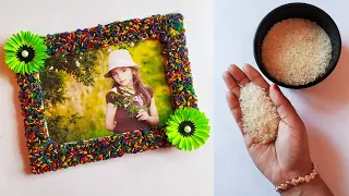 Unique Photo Frame Making with Rice - Photo Frame Making at Home - Easy Photo Frame - DIY with Rice