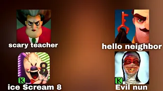 SCARY teacher 3D || hello neighbor || ice Scream 8 || Evil nun|