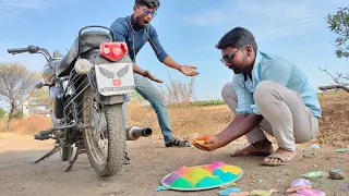 बुलेट सायलेंसार मे रांगोली 🤭full vedio #bullet #funnyvideo #ramabhojane