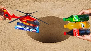 Experiment! Helicopter Mentos vs Fanta, Sprite and Coca-Cola