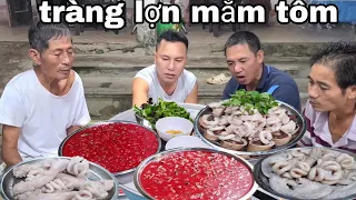 SIÊU TIẾT CANH TRÀNG LỢN CHẤM MẮM TÔM LÊ TOÀN -FOOD MỜI KHÁCH QUÝ