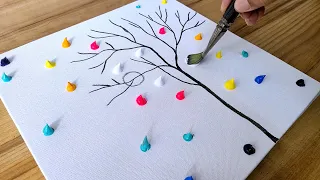 Easy Acrylic Painting Technique / Step By Step For Beginners / Simple Landscape Painting