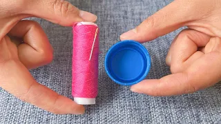 才知道穿針這麼簡單，只需一個瓶蓋，又快又准，老奶奶也能輕鬆穿進去 EASIEST WAY TO THREAD A NEEDLE - Needle Threading Life  Hack