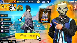 SACANDO LA SKIN DE SASUKE CON 1600 DIAMANTES😱🔥 EN LA RULETA DE TOKENS FREE FIRE 2026