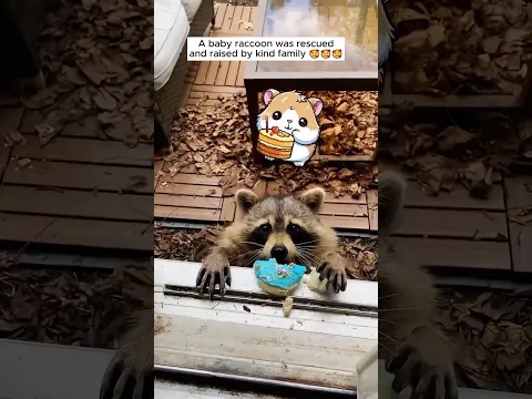 赤ちゃんアライグマが救助され、優しい家族に育てられました 🦝❤️ #shorts