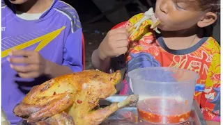 Roast Chicken-មាន់ដុតប៉ោត 🤤🤤 #funny #eatfood #edit #riceeatingchallenge