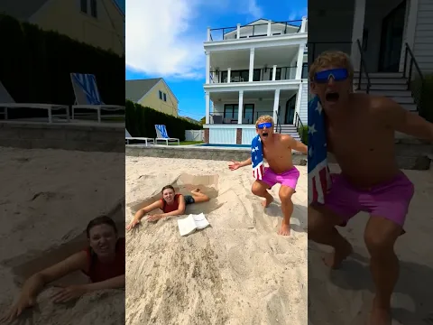 My Sister FELL DEEP into the sand AGAIN prank!!