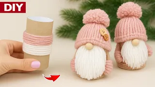 Удивительный Гномик из Ниток и Втулки Своими Руками 🎄 Gnome of Yarn - Christmas decorations