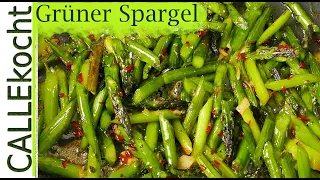 Grüner Spargel schnell in der Pfanne braten - 4 Zutaten fertig! Rezept