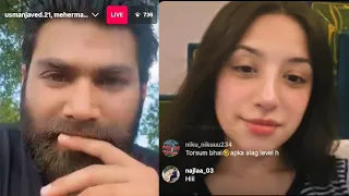 Torsam and Gulmeher Full IG Live today #usmanjaved #meherma 