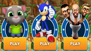 Sonic vs Talking Tom Gold Run vs Skibidi Toilet vs All Bosses Zazz Eggman - Sonic Dash Gameplay