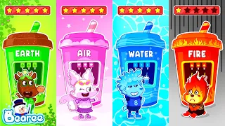 Fire vs Air, Water, Earth Element Bubble Tea |😢 Fire Bearee, Don't Feel Jealous! | Bearee Kids Show