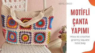 19 Motifli Çanta Yapımı (ip koparmadan motif birleştirme)