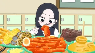 선생님 몰래 수업 중 떡볶이 먹방