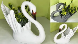 Make A Swan Cement Planter at home/Cement Craft Ideas
