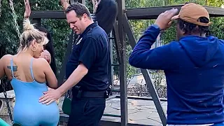 Women distracts guy