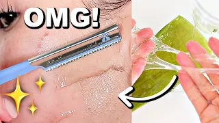 I Shaved My Face With Aloe Vera And This Is What Happened... | Dermaplaning Before & After