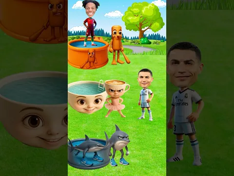 ¿Messi podrá entrar en la piscina de Tralalelo😱🦈?-Ronaldo🐐,Messi🥶,IshowSpeed🤩,Tralarero🦈🔥.