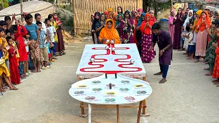 মজার খেলায় আকাবাকা রাস্তায় বল গড়িয়ে প্রয়োজনিয় উপহার জিতে নিলো গ্রামের দিদিরা। কে বেশি জিতলো দেখুন ?