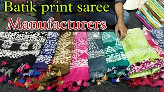 Batik print sarees manufacturer and wholesaler | cotton salub batik saree  | #batikprintsarees