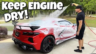 Keep C8 Corvette Engine DRY while WASHING - EASY FIX!