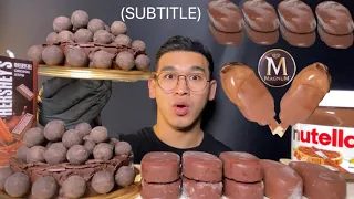 ASMR CHOCOLATE CAKE ICECREAM CHOCOMILK TICO, MAGNUM, MALTESERS, HERSHEYS DESSERT MUKBANG 아이스크림케이크 먹방