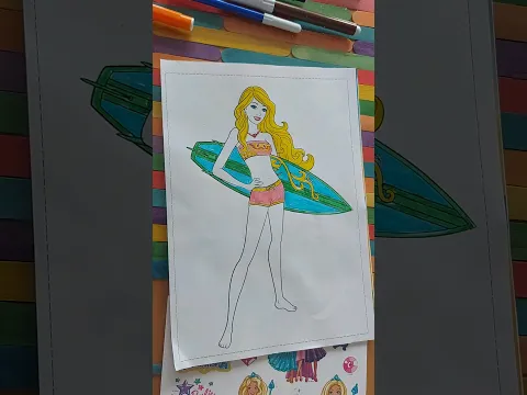 Barbie 🌊 #barbie #barbiegirl #coloring #shorts #kids