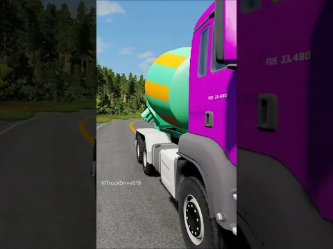 Cement truck drive bollard crash #beamngdrive #truck #dumper #cement #dumptruck