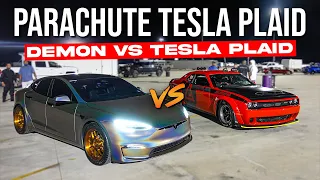 This Tesla Model S Plaid wanted a shot at my Dodge Demon in a DRAG RACE! | Demonology