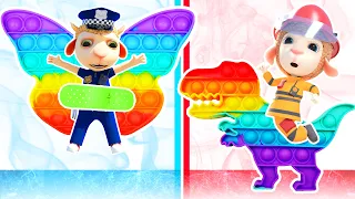 Pop It Maze Challenge with Dinosaurs 👻 Hot vs Cold Stories For Children, Nursery Rhymes & Kids Songs