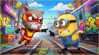 Los Gatos SUPERHÉROES vs Los MINIONS, Talking Tom Hero Dash vs Minion Rush