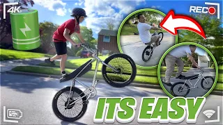 How To Wheelie A Ebike. Teach My Dad On A Zooz BMX 750.