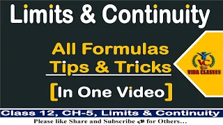 💥All Formulas: Tips and Tricks - Limits & Continuity || Ch -5 || Class -12 || Mathematics
