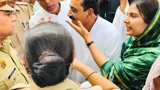 सहारनपुर में DIG ऑफिस के बाहर समाजवादी पार्टी की कैराना सांसद इकरा हसन और पुलिस के बीच तीखी नोकझोंक 
