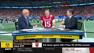 Mendoza PostGame Interview after Indiana Hoosiers dominated Oregon Ducks 56-22 to win Peach Bowl