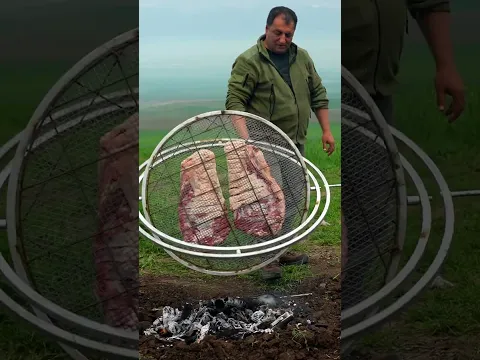 Flame-Grilled Meat Rack: Sizzling Over the Fire