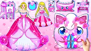 Học Làm Búp Bê Giấy - Mẹ và Con Gái Rapunzel Trang Trí Nhà Mới Lợn Hồng - Câu Chuyện Của Barbie