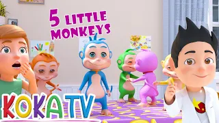 Five Little Monkeys Jumping on the Bed | Koka TV Nursery rhymes