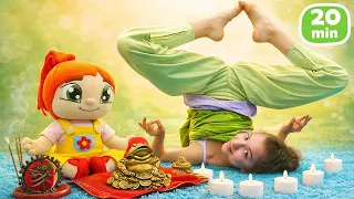 Polen ve Lili: Lili'nin doğum gününü kutluyoruz ve yoga yapıyoruz! Eğlenceli videolar.