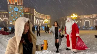 First Snowfall in Yerevan ❄️ Magical Christmas Walk Through the City