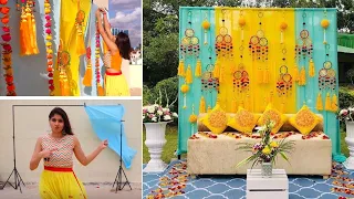 Set up this mehndi function stage decoration all by yourself in a cost effective way|Wedding decor