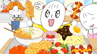 짜장 볶음밥에 따끈한 어묵우동- 급식 먹방 2탄/ school lunch Mukbang2 Animation ASMR /foomuk